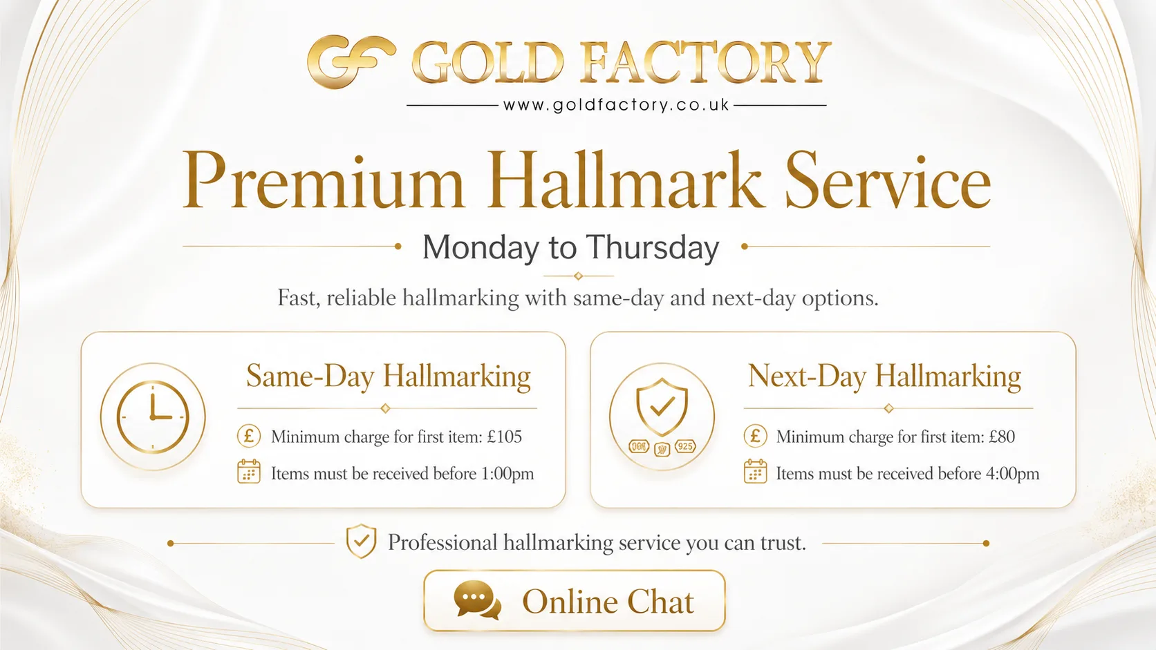 Hallmarked gold at Gold Factory, UK hallmarking and gold standards explained