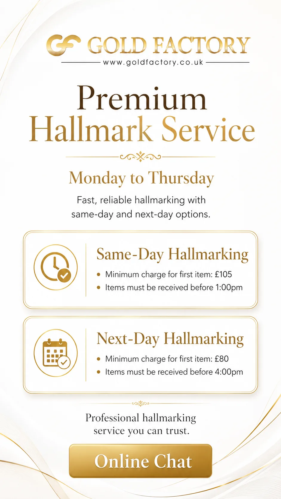 Hallmarked gold at Gold Factory, UK hallmarking and gold standards explained