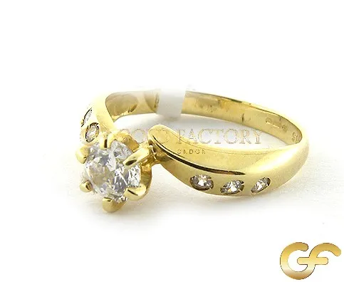Italian CZ Crossover Solitaire Ring