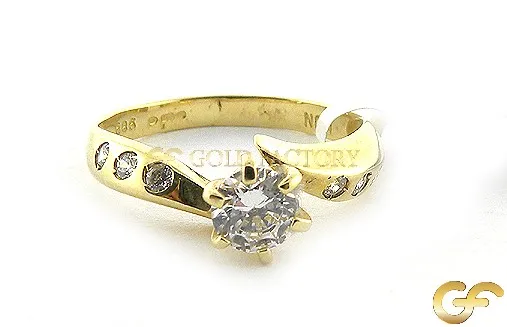Italian CZ Crossover Solitaire Ring