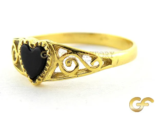 Ladies Onyx Heart Ring