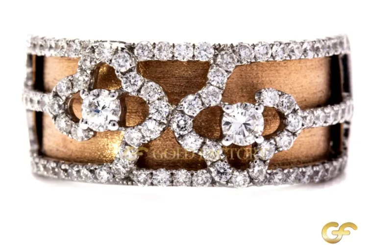 18ct Diamond Rose and White Gold Ring (18ct)