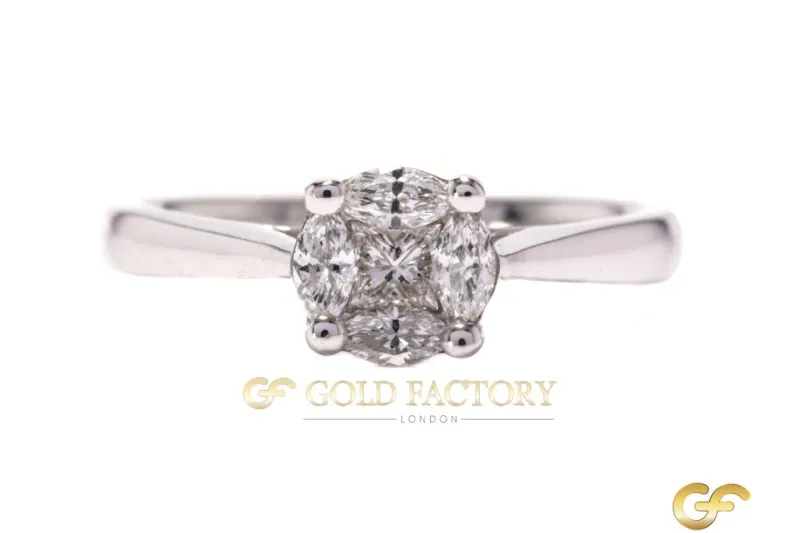 White Gold Diamond Cluster Ring