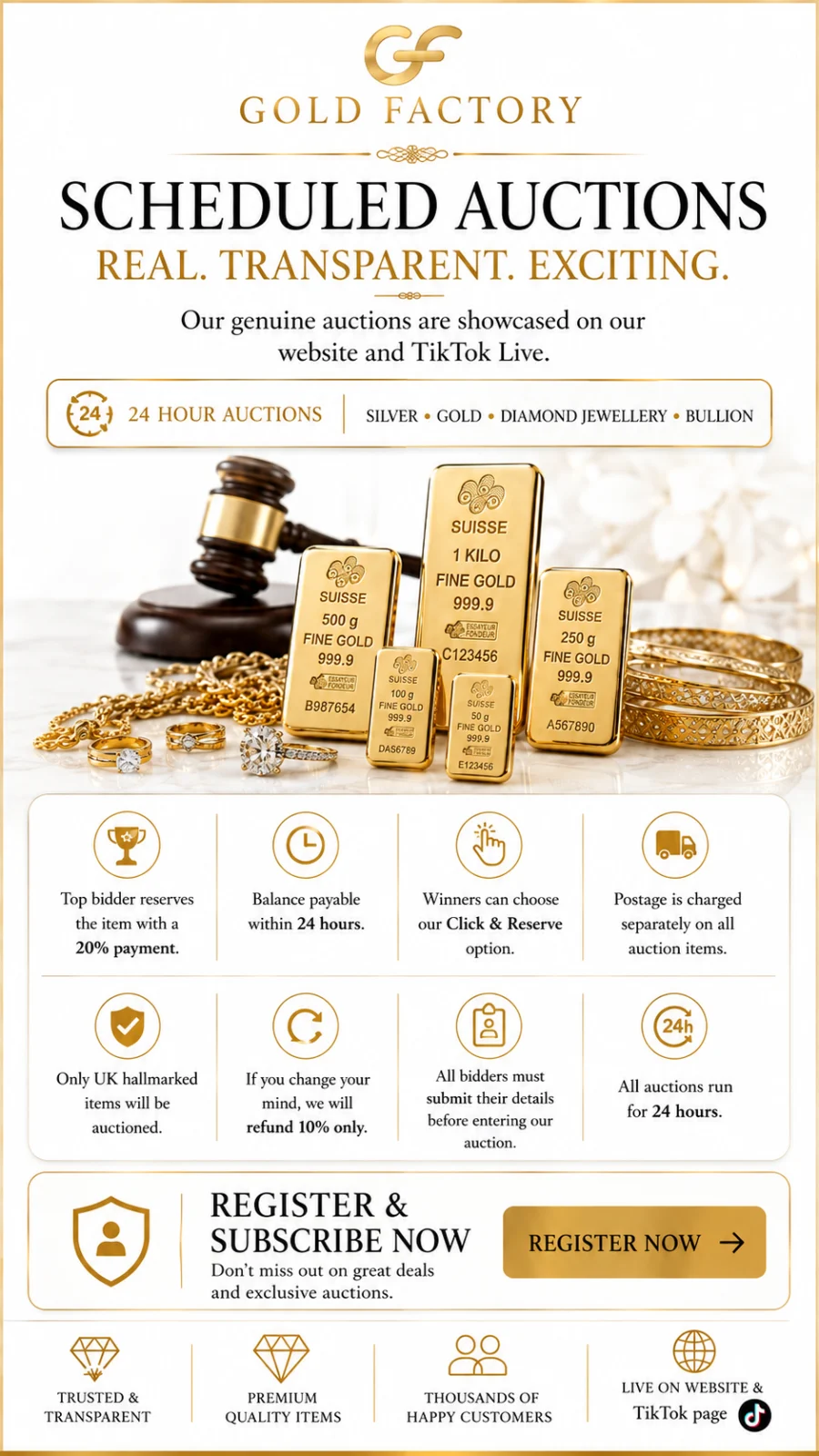 Gold Factory scheduled auctions