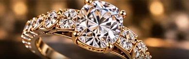 Diamond engagement ring in yellow gold