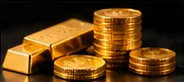 Gold bars and coins