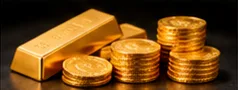 Gold bars and coins