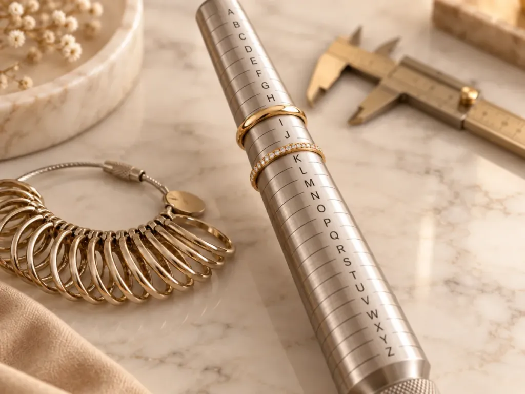 Ring sizing tools and a gold ring