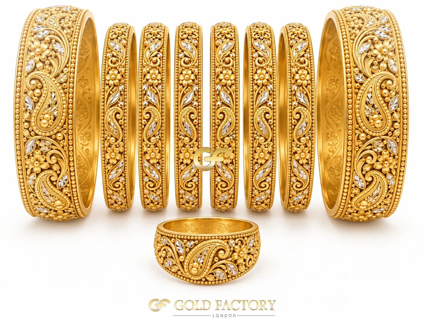 22ct Gold Jewellery Rhodium & Stone Set 22ct Gold Jewellery Rhodium & Stone Set
