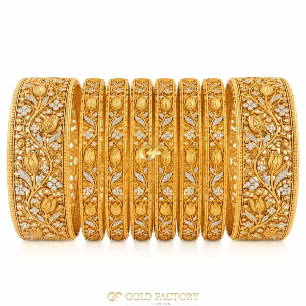 22ct Gold Jewellery Rhodium & Stone Set