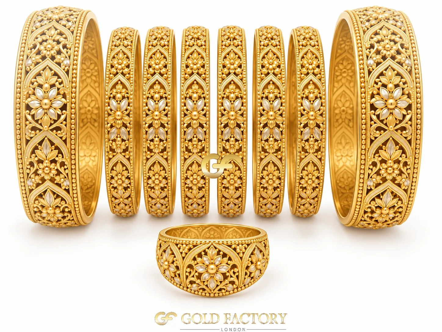 22ct Gold Jewellery Rhodium & Stone Set 22ct Gold Jewellery Rhodium & Stone Set