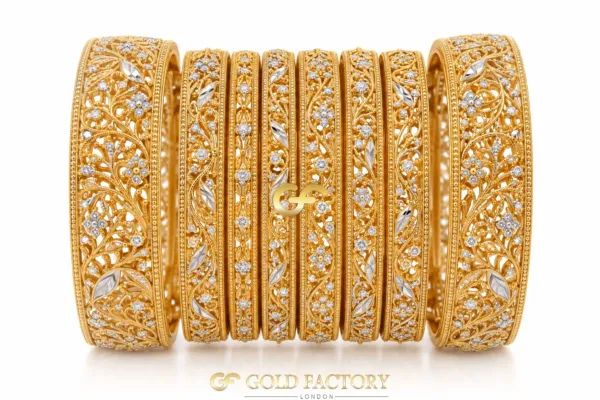 22ct Gold Jewellery Rhodium & Stone Set