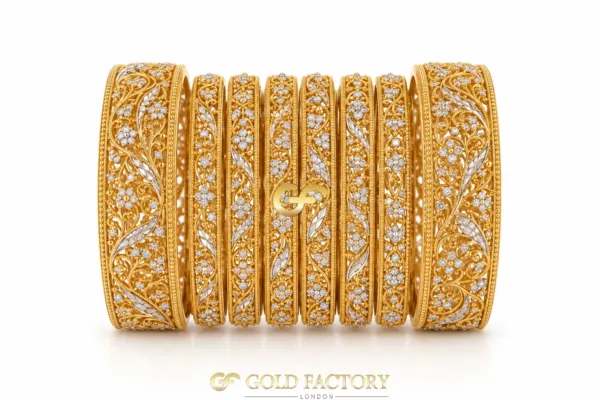 22ct Gold Jewellery Rhodium & Stone Set
