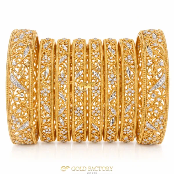 22ct Gold Jewellery Rhodium & Stone Set