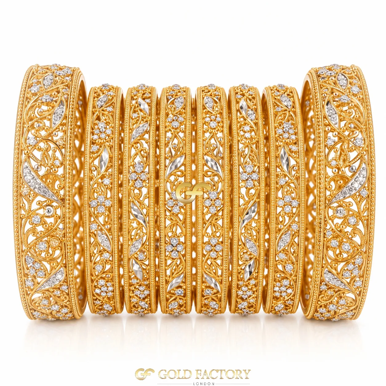 22ct Gold Jewellery Rhodium & Stone Set 22ct Gold Jewellery Rhodium & Stone Set