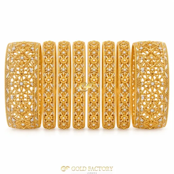 22ct Gold Jewellery Rhodium & Stone Set