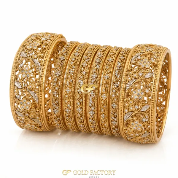 22ct Gold Jewellery Rhodium & Stone Set