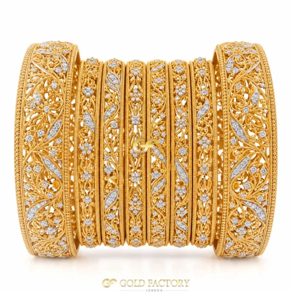 22ct Gold Jewellery Rhodium & Stone Set