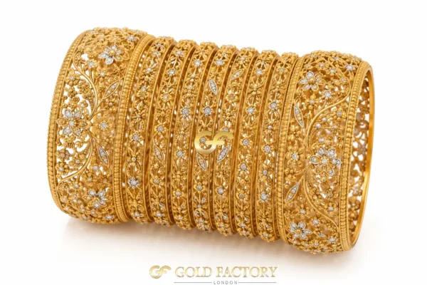 22ct Gold Jewellery Rhodium & Stone Set