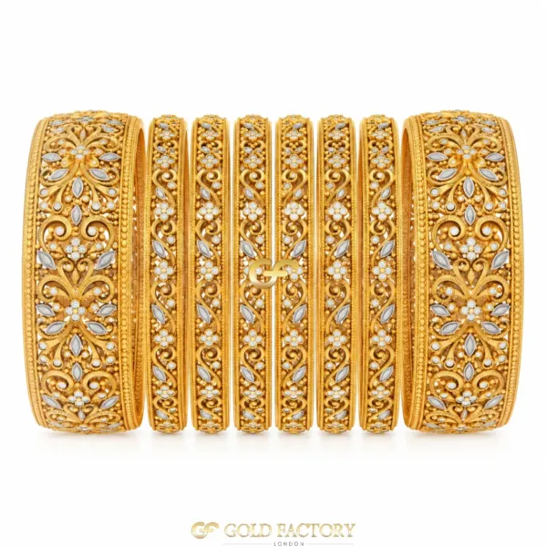 22ct Gold Jewellery Rhodium & Stone Set