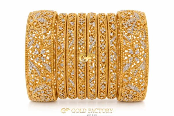 22ct Gold Jewellery Rhodium & Stone Set