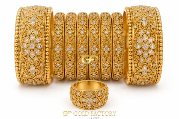 22ct Gold Jewellery Rhodium & Stone Set