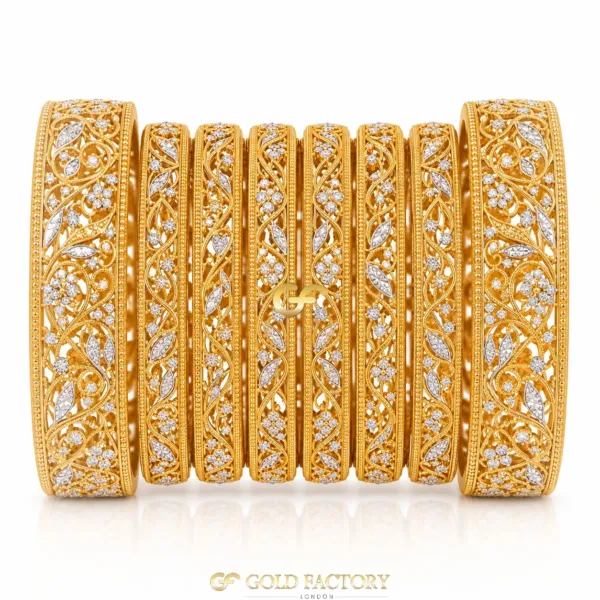 22ct Gold Jewellery Rhodium & Stone Set