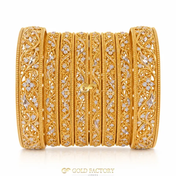 22ct Gold Jewellery Rhodium & Stone Set