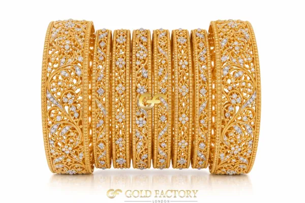 22ct Gold Jewellery Rhodium & Stone Set
