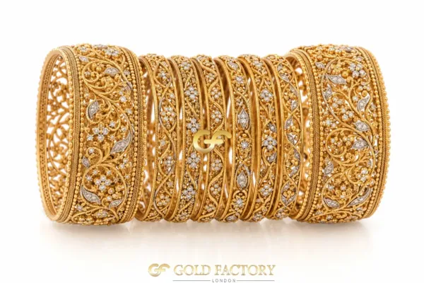 22ct Gold Jewellery Rhodium & Stone Set