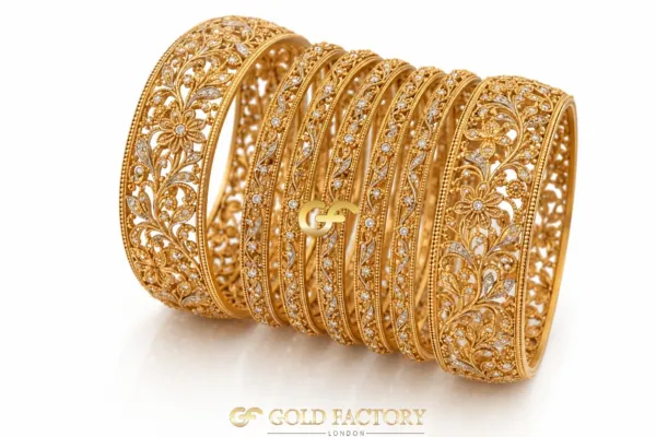 22ct Gold Jewellery Rhodium & Stone Set