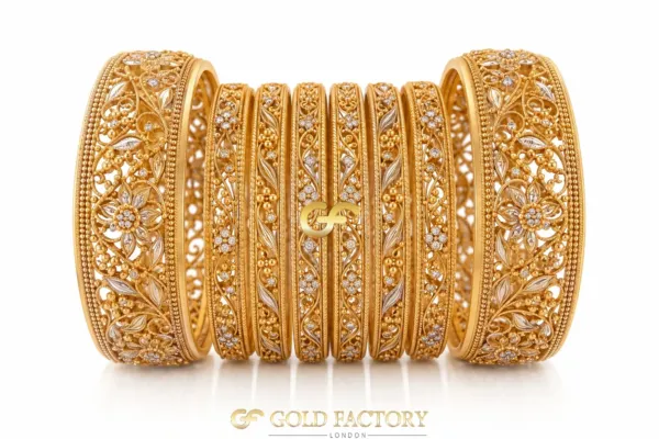22ct Gold Jewellery Rhodium & Stone Set