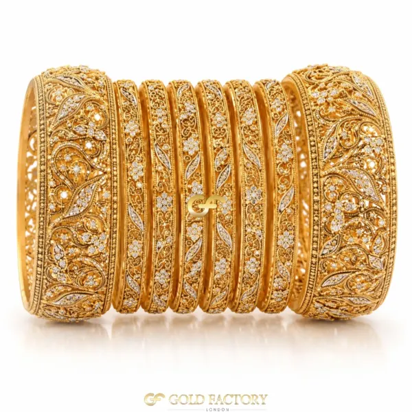 22ct Gold Jewellery Rhodium & Stone Set