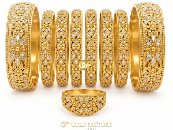 22ct Gold Jewellery Rhodium & Stone Set