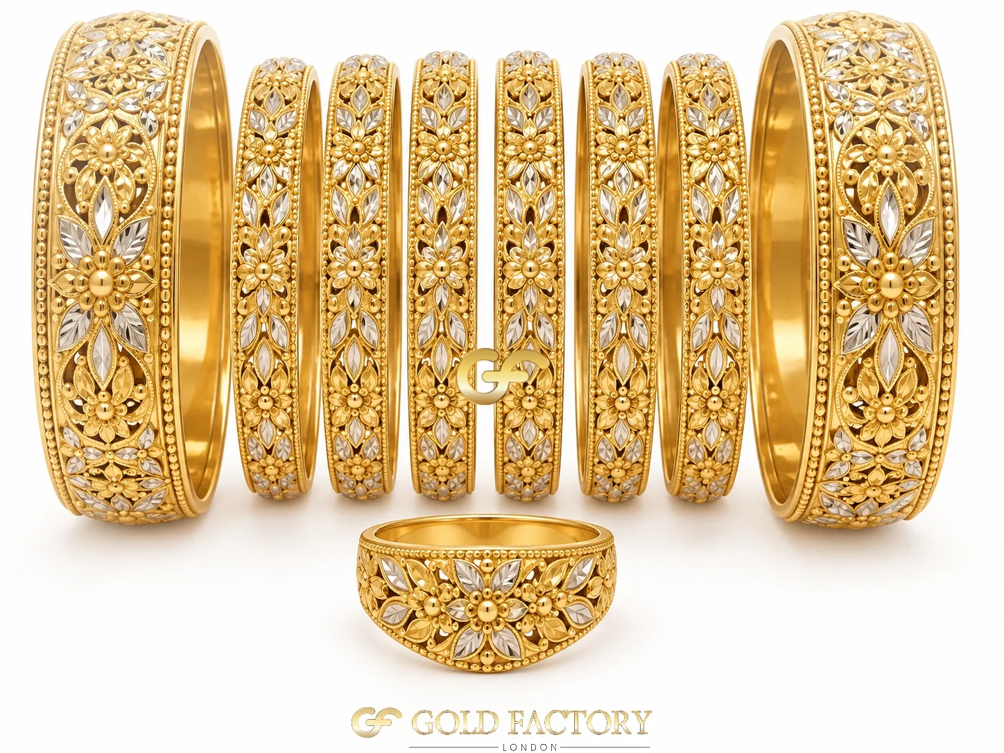 22ct Gold Jewellery Rhodium & Stone Set 22ct Gold Jewellery Rhodium & Stone Set