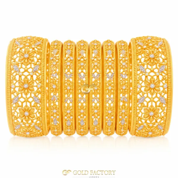 22ct Gold Jewellery Rhodium & Stone Set