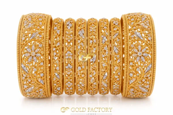 22ct Gold Jewellery Rhodium & Stone Set