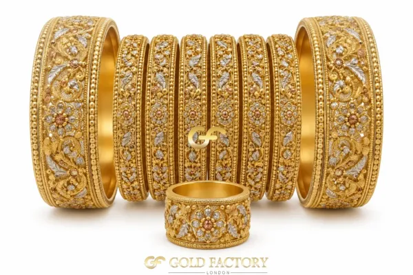22ct Gold Jewellery Rhodium & Stone Set