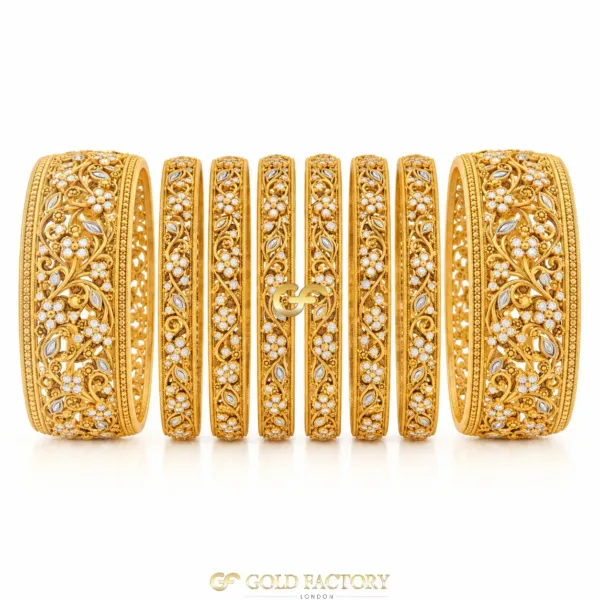 22ct Gold Jewellery Rhodium & Stone Set
